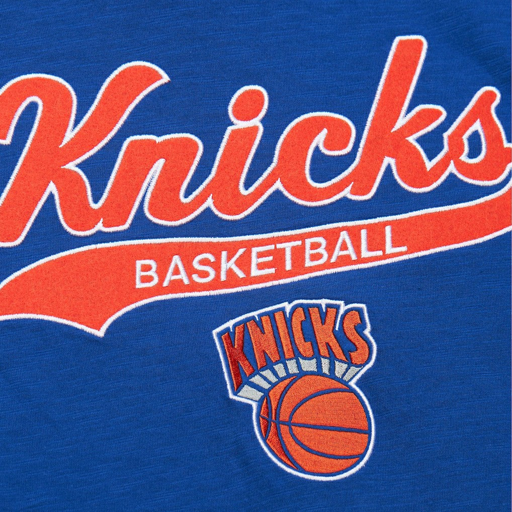 New York Knicks Hardwood Classics Felt Applique Slub T-Shirt Blue - NBA