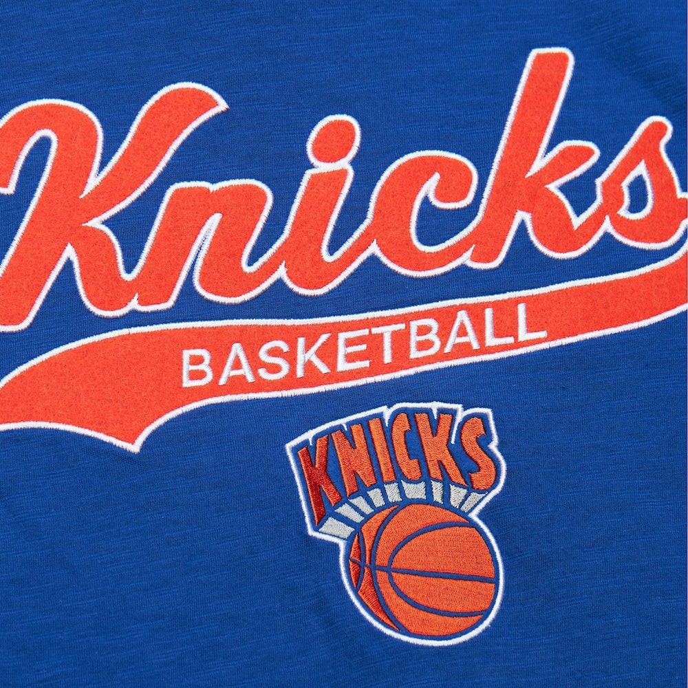 New York Knicks Hardwood Classics Felt Applique Slub T-Shirt Blue - NBA