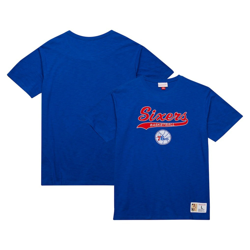 Philadelphia 76ers Hardwood Classics Felt Applique Slub T-Shirt Royal - NBA