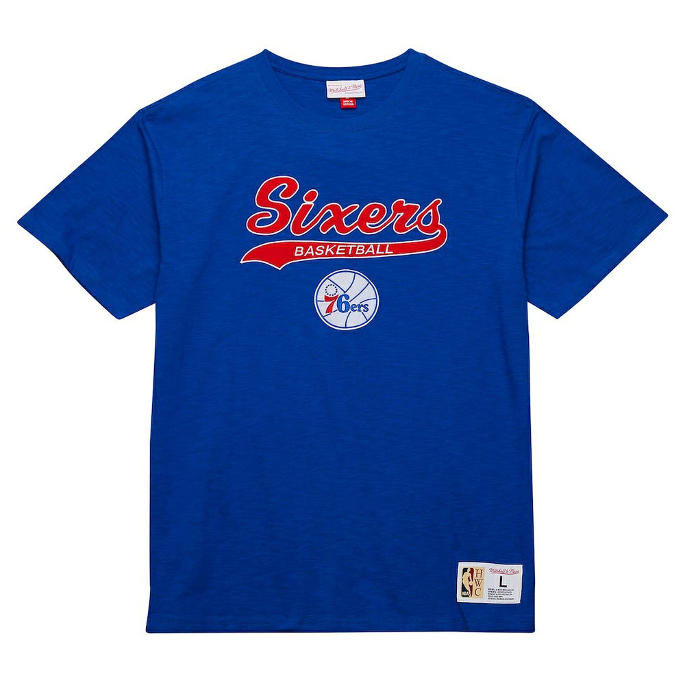 Philadelphia 76ers Hardwood Classics Felt Applique Slub T-Shirt Royal - NBA