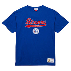 Philadelphia 76ers Hardwood Classics Felt Applique Slub T-Shirt Royal - NBA