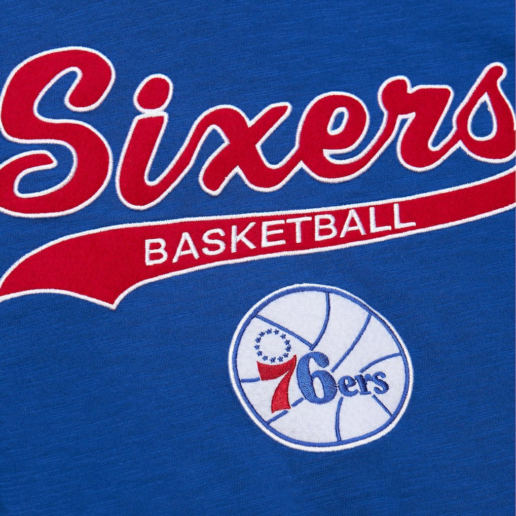 Philadelphia 76ers Hardwood Classics Felt Applique Slub T-Shirt Royal - NBA