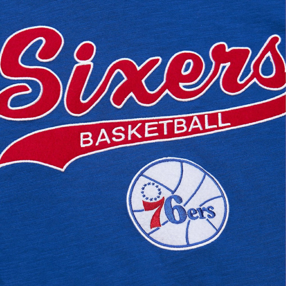 Philadelphia 76ers Hardwood Classics Felt Applique Slub T-Shirt Royal - NBA