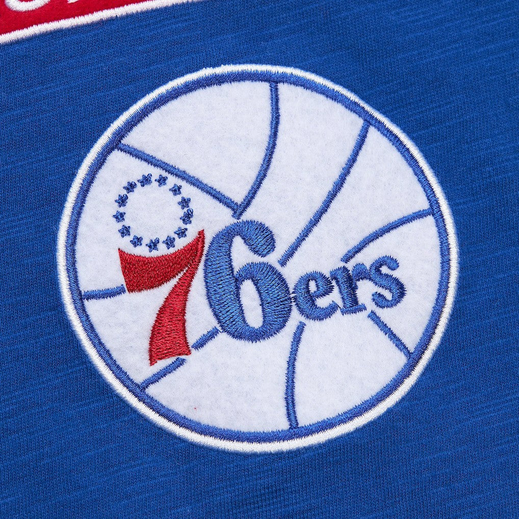 Philadelphia 76ers Hardwood Classics Felt Applique Slub T-Shirt Royal - NBA