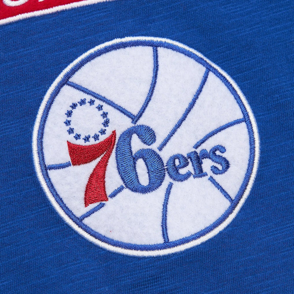 Philadelphia 76ers Hardwood Classics Felt Applique Slub T-Shirt Royal - NBA