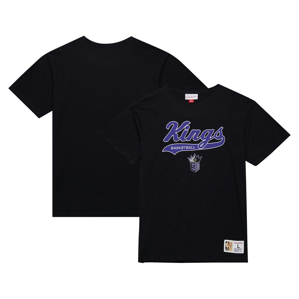Sacramento Kings Hardwood Classics Felt Applique Slub T-Shirt Black - NBA