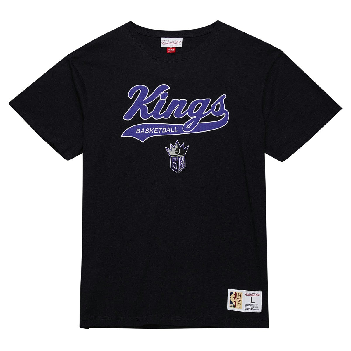 Sacramento Kings Hardwood Classics Felt Applique Slub T-Shirt Black - NBA