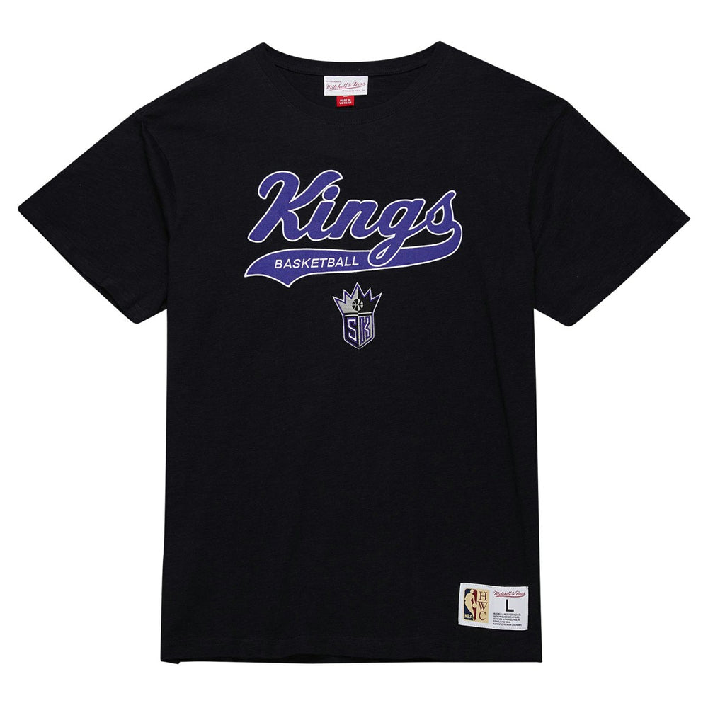Sacramento Kings Hardwood Classics Felt Applique Slub T-Shirt Black - NBA
