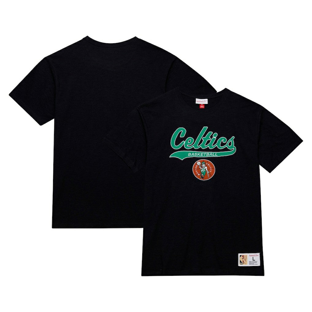 Boston Celtics Hardwood Classics Felt Applique Slub T-Shirt Black - NBA