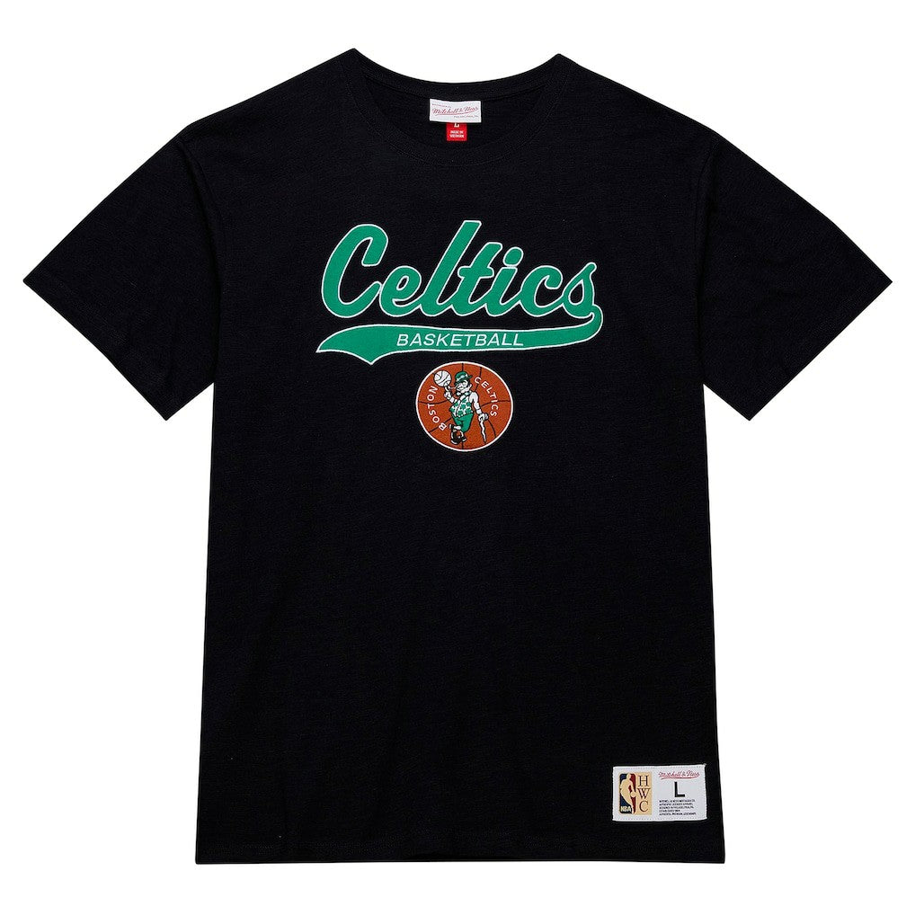 Boston Celtics Hardwood Classics Felt Applique Slub T-Shirt Black - NBA
