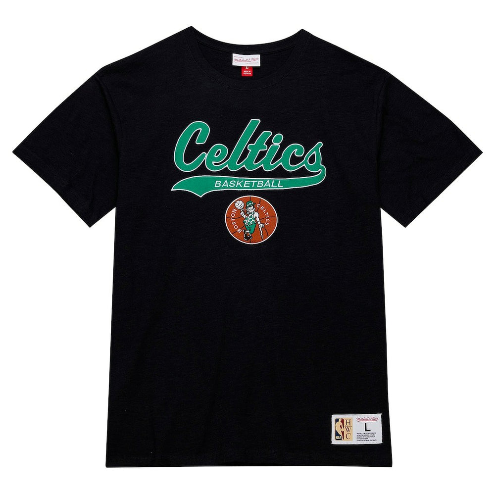 Boston Celtics Hardwood Classics Felt Applique Slub T-Shirt Black - NBA