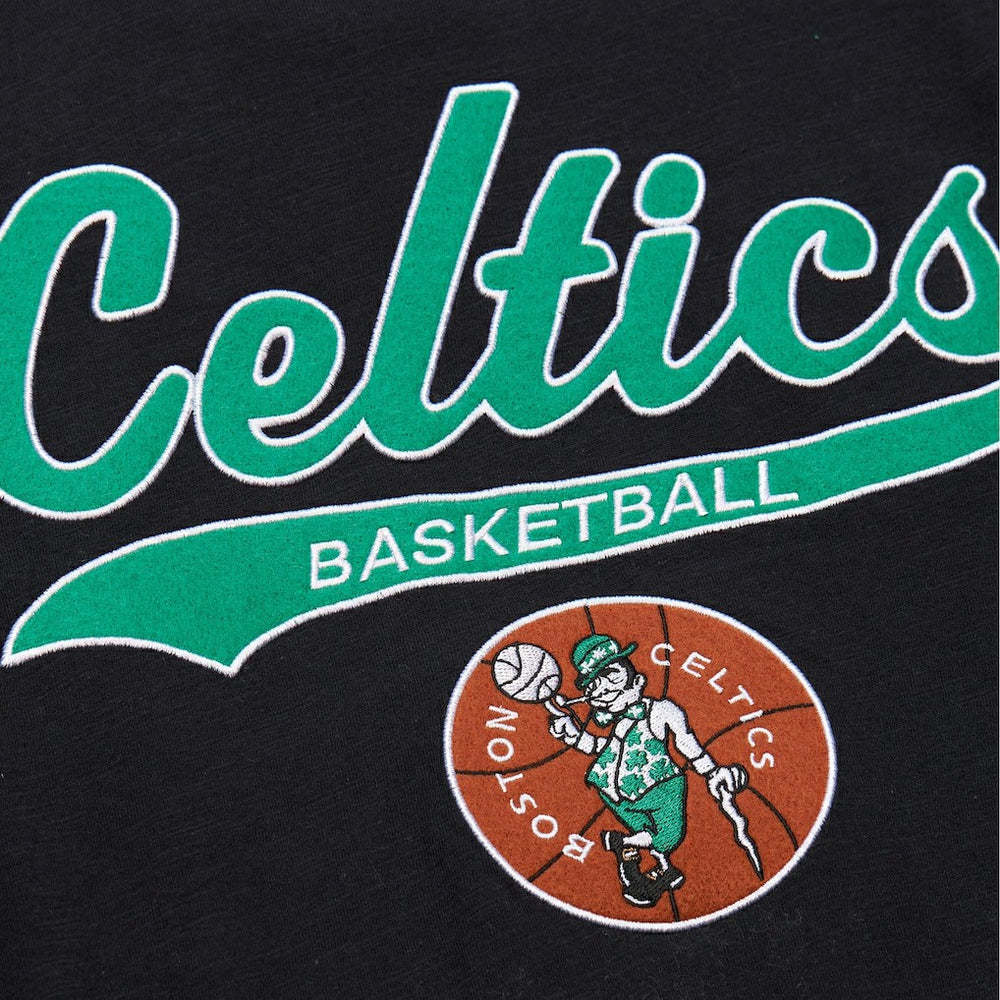 Boston Celtics Hardwood Classics Felt Applique Slub T-Shirt Black - NBA