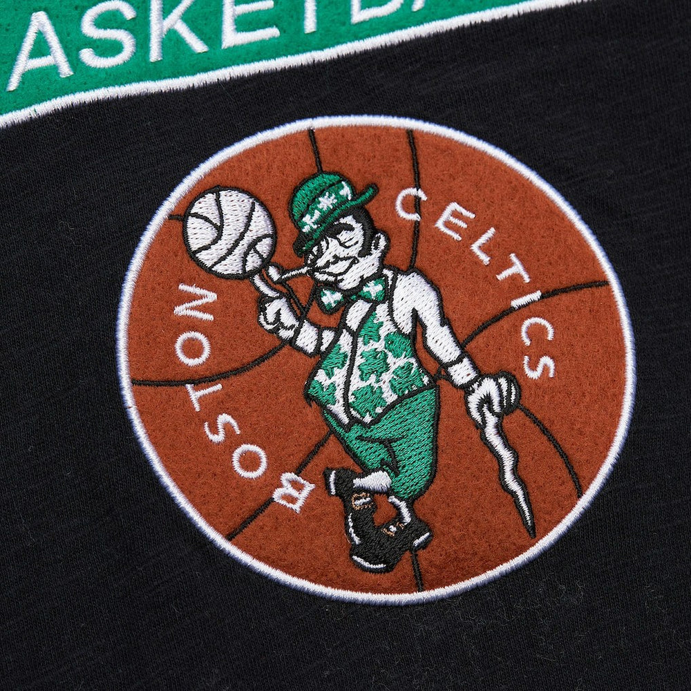Boston Celtics Hardwood Classics Felt Applique Slub T-Shirt Black - NBA
