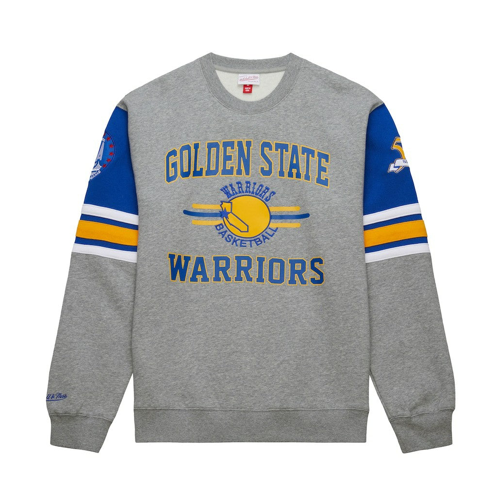 Golden State Warriors Hardwood Classics All Over 4.0 Pullover Sweatshirt Heather Gray - NBA