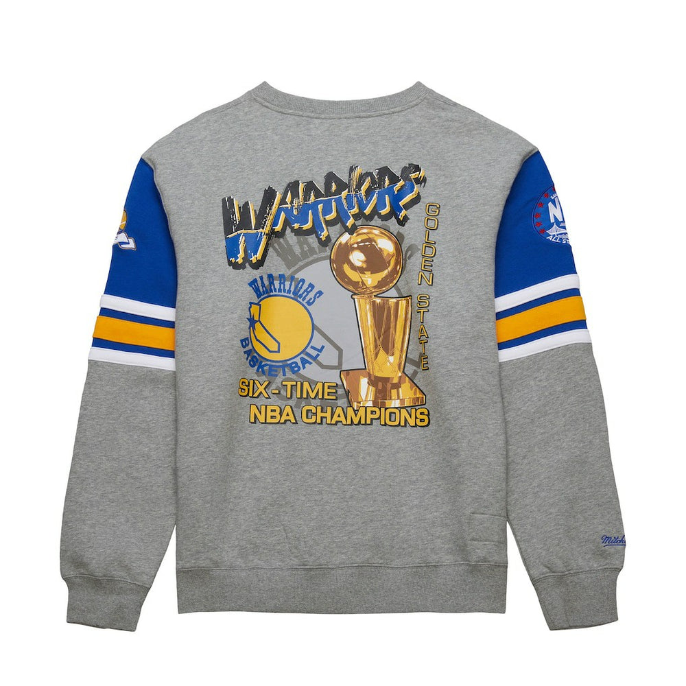 Golden State Warriors Hardwood Classics All Over 4.0 Pullover Sweatshirt Heather Gray - NBA