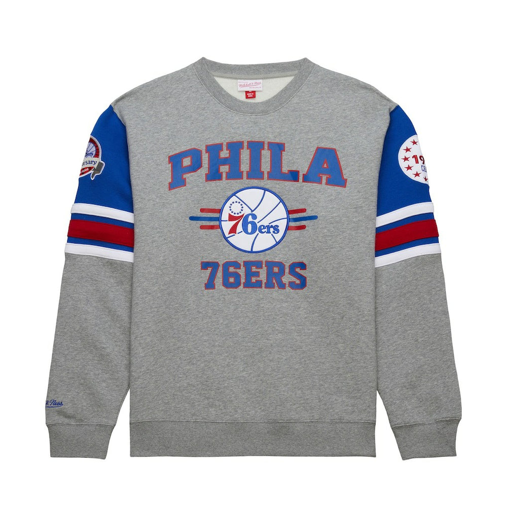 Philadelphia 76ers Hardwood Classics All Over 4.0 Pullover Sweatshirt Heather Gray - NBA