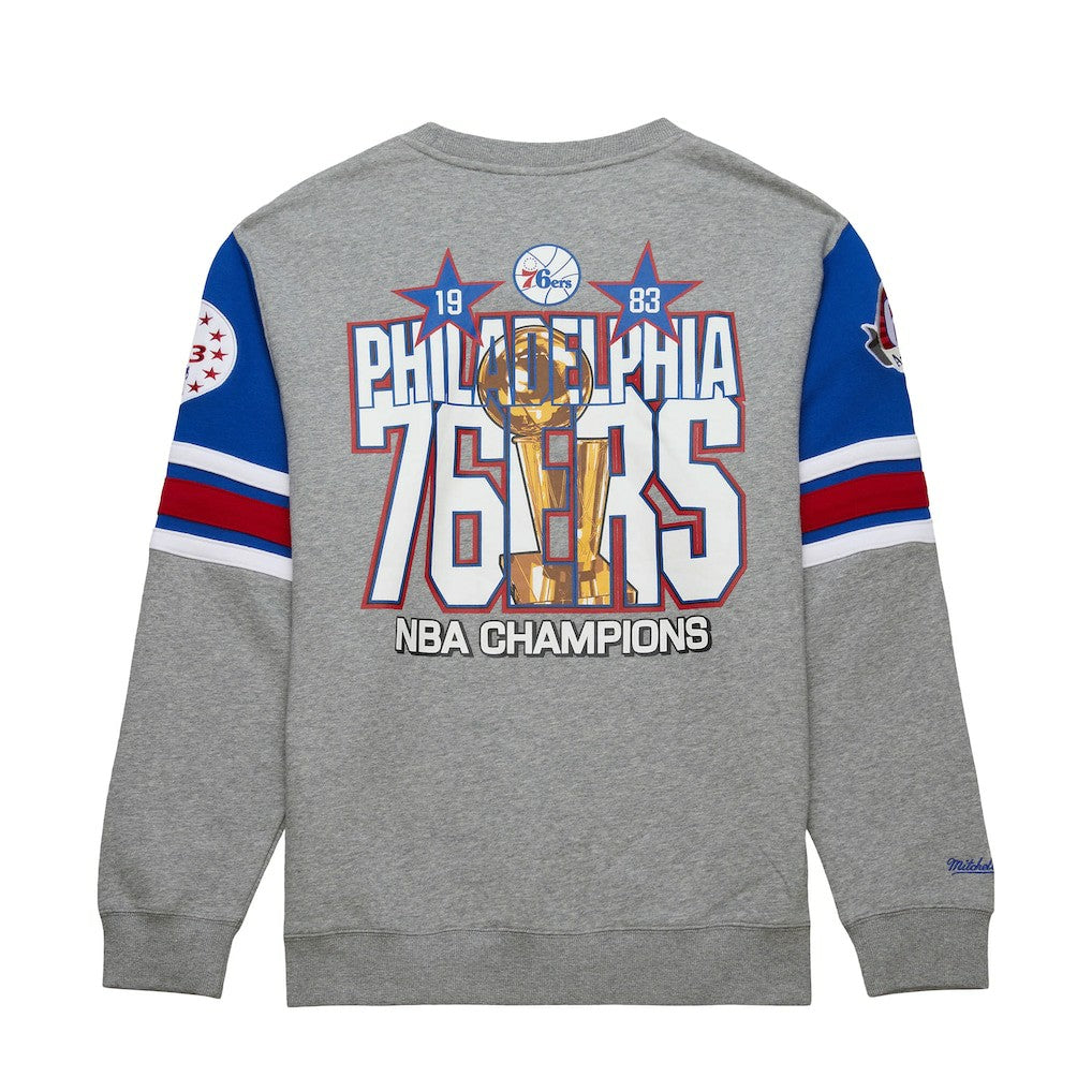 Philadelphia 76ers Hardwood Classics All Over 4.0 Pullover Sweatshirt Heather Gray - NBA