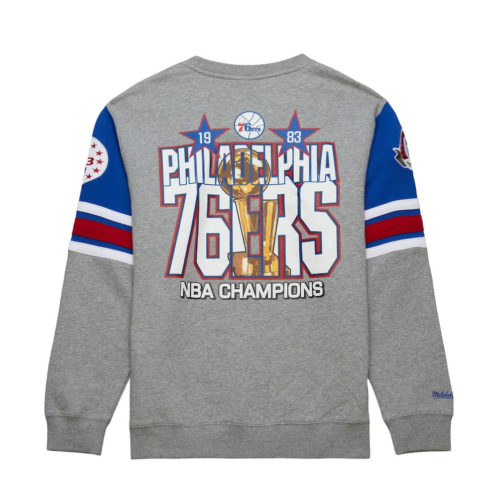 Philadelphia 76ers Hardwood Classics All Over 4.0 Pullover Sweatshirt Heather Gray - NBA