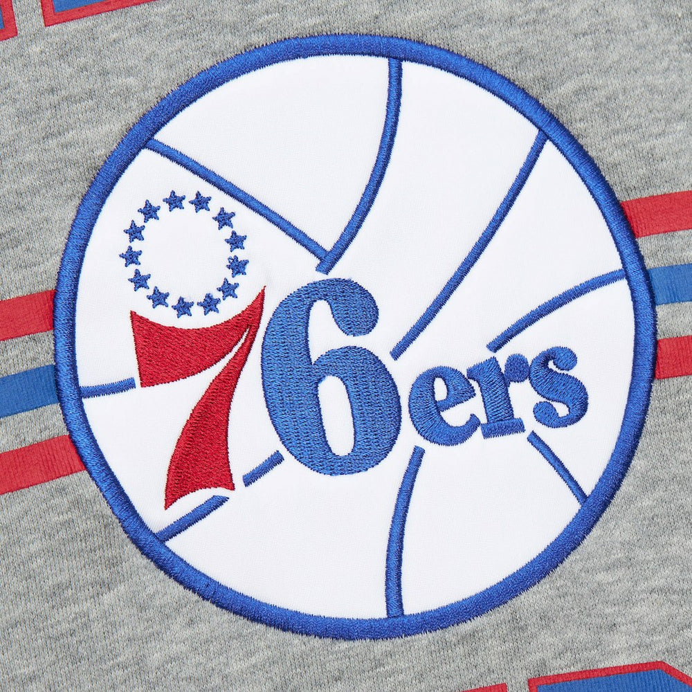 Philadelphia 76ers Hardwood Classics All Over 4.0 Pullover Sweatshirt Heather Gray - NBA