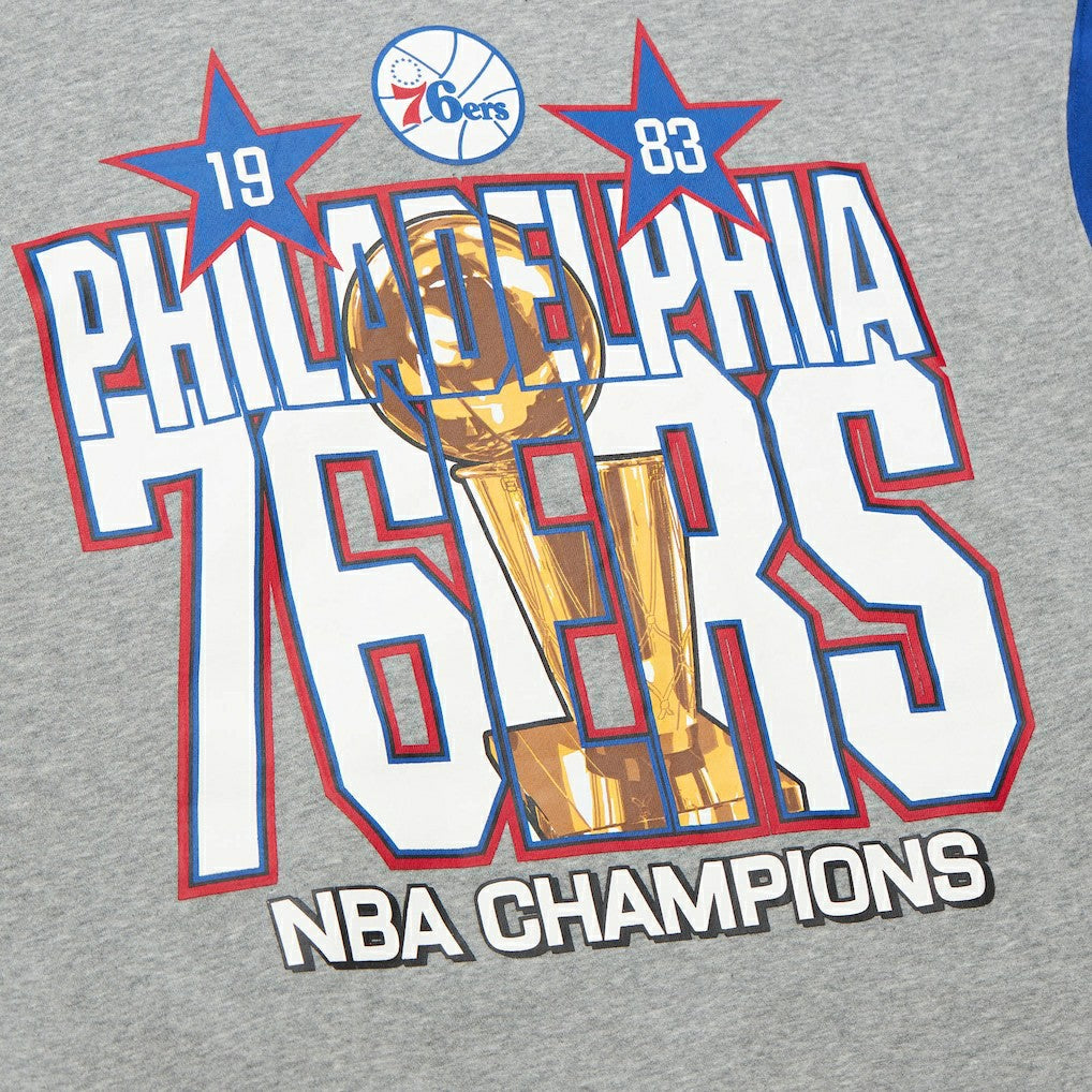 Philadelphia 76ers Hardwood Classics All Over 4.0 Pullover Sweatshirt Heather Gray - NBA