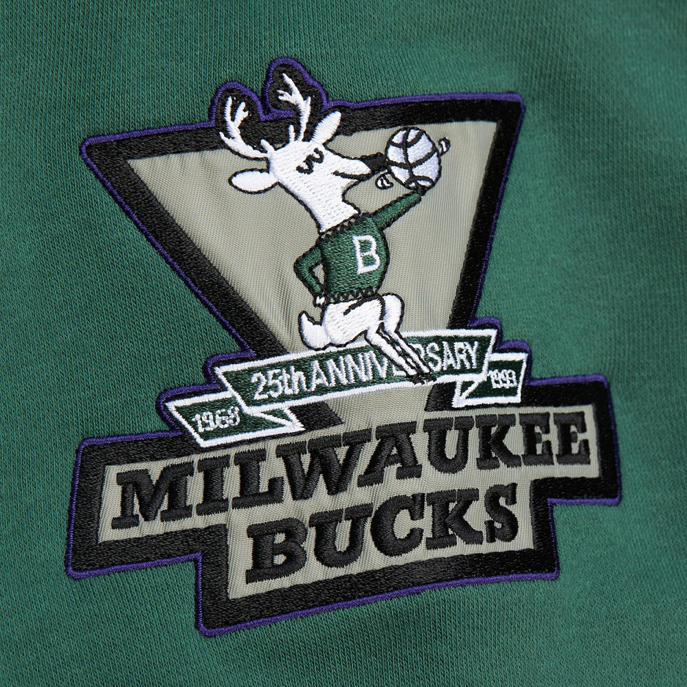 Milwaukee Bucks Hardwood Classics All Over 4.0 Pullover Sweatshirt Heather Gray - NBA