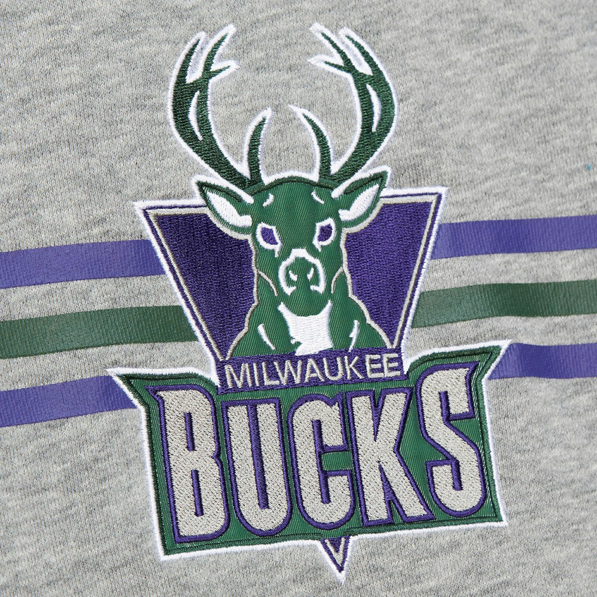 Milwaukee Bucks Hardwood Classics All Over 4.0 Pullover Sweatshirt Heather Gray - NBA