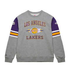 Los Angeles Lakers Hardwood Classics All Over 4.0 Pullover Sweatshirt Heather Gray - NBA