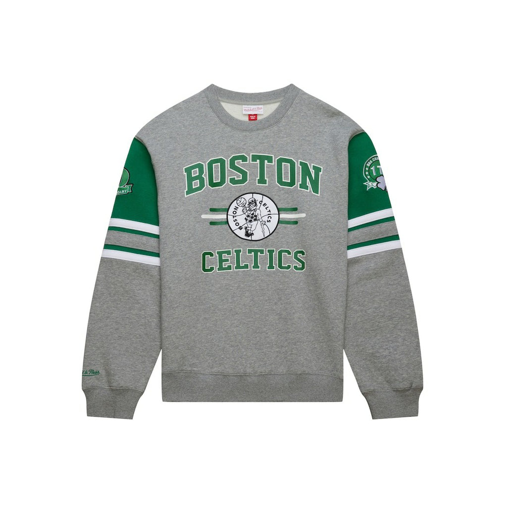 Boston Celtics Hardwood Classics All Over 4.0 Pullover Sweatshirt Heather Gray - NBA