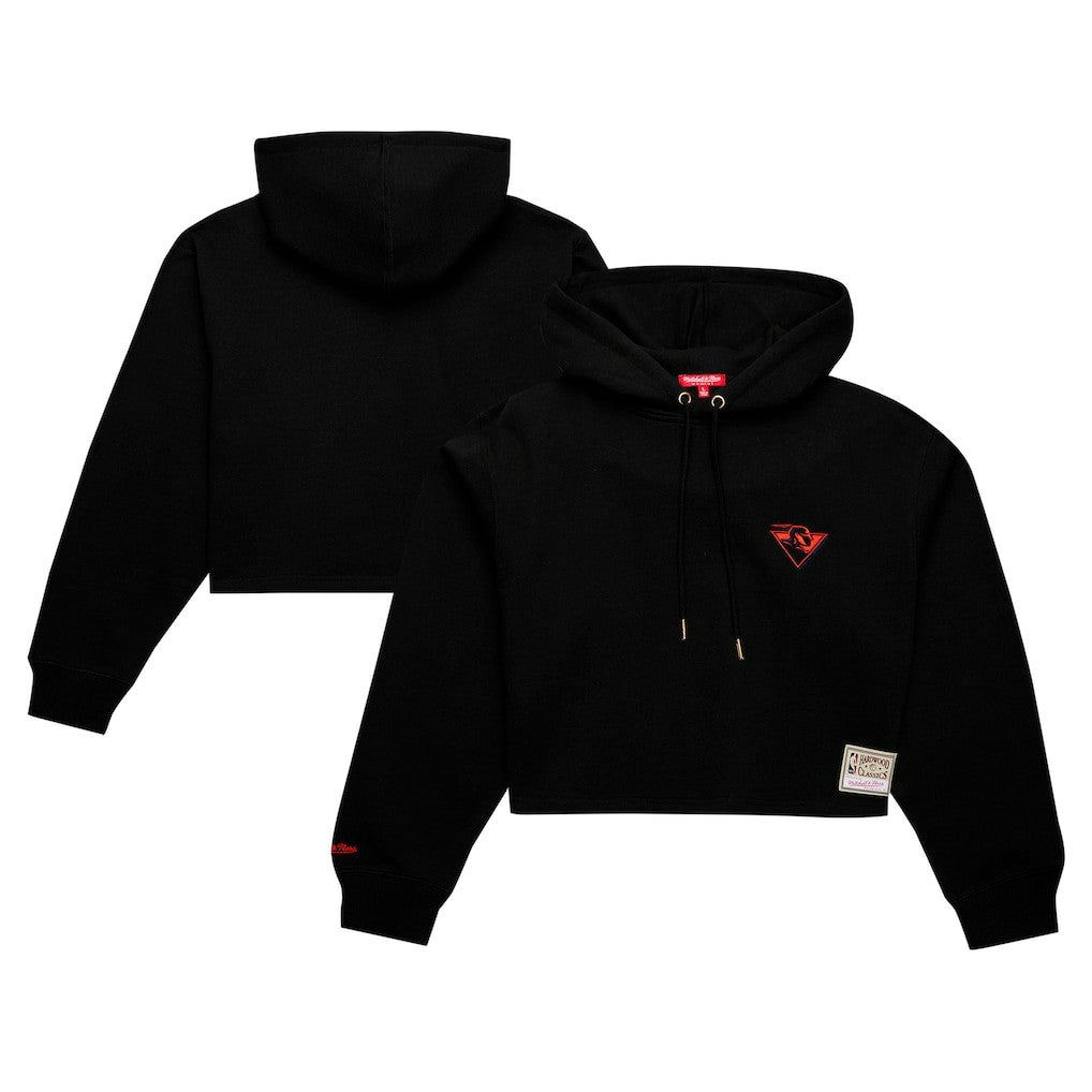 Golden State Warriors Women's Hardwood Classics Cropped Pullover Hoodie Black - NBA