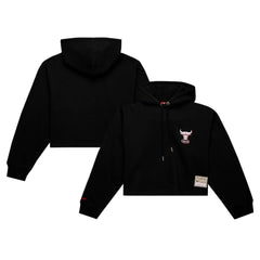 Chicago Bulls Women's Hardwood Classics Cropped Pullover Hoodie Black - NBA