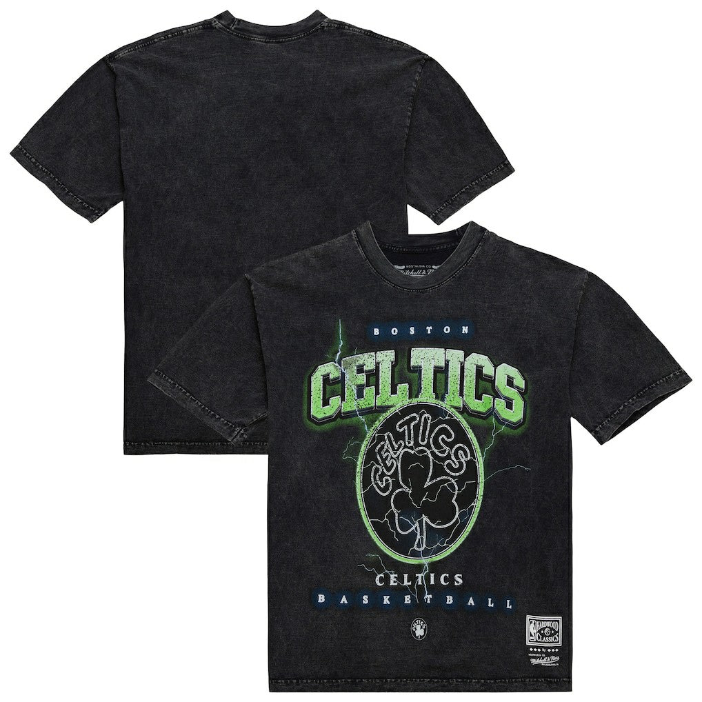 Boston Celtics Unisex Hardwood Classics Vintage Voltage Premium Heavyweight T-Shirt Black - NBA