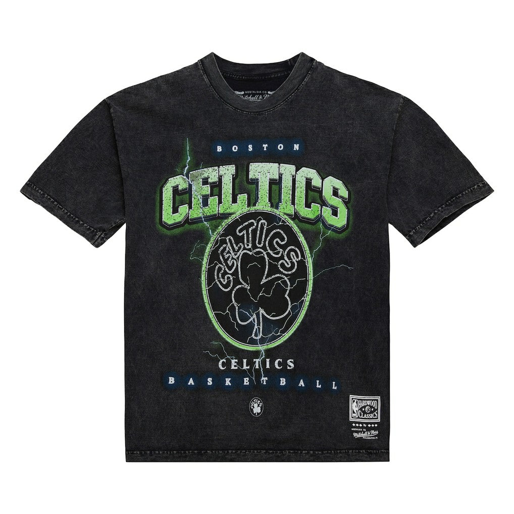 Boston Celtics Unisex Hardwood Classics Vintage Voltage Premium Heavyweight T-Shirt Black - NBA
