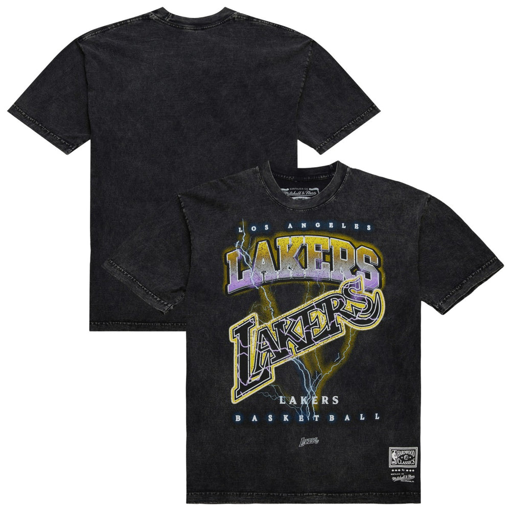 Los Angeles Lakers Unisex Hardwood Classics Vintage Voltage Premium Heavyweight T-Shirt Black - NBA