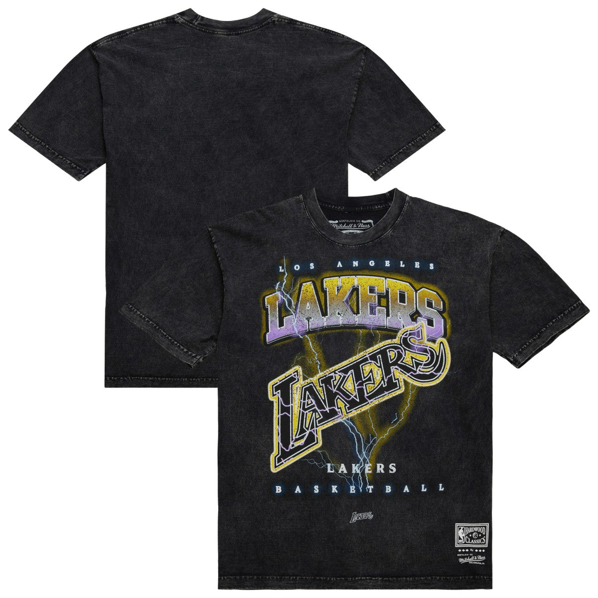 Los Angeles Lakers Unisex Hardwood Classics Vintage Voltage Premium Heavyweight T-Shirt Black - NBA