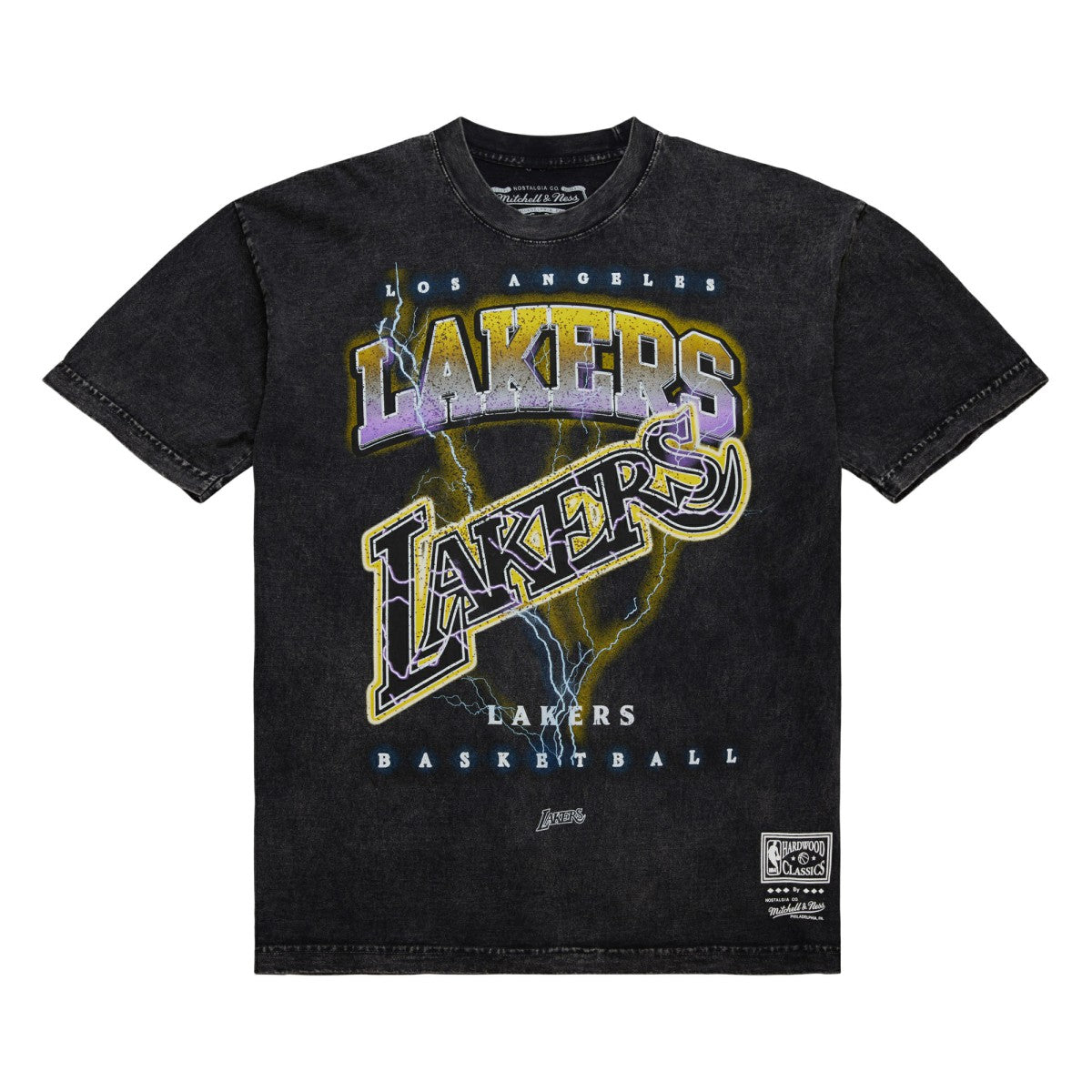 Los Angeles Lakers Unisex Hardwood Classics Vintage Voltage Premium Heavyweight T-Shirt Black - NBA