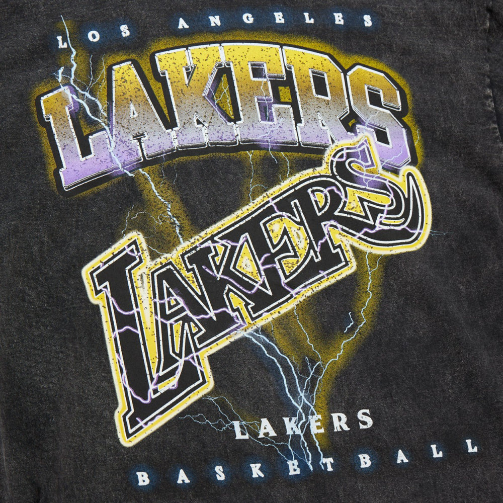 Los Angeles Lakers Unisex Hardwood Classics Vintage Voltage Premium Heavyweight T-Shirt Black - NBA
