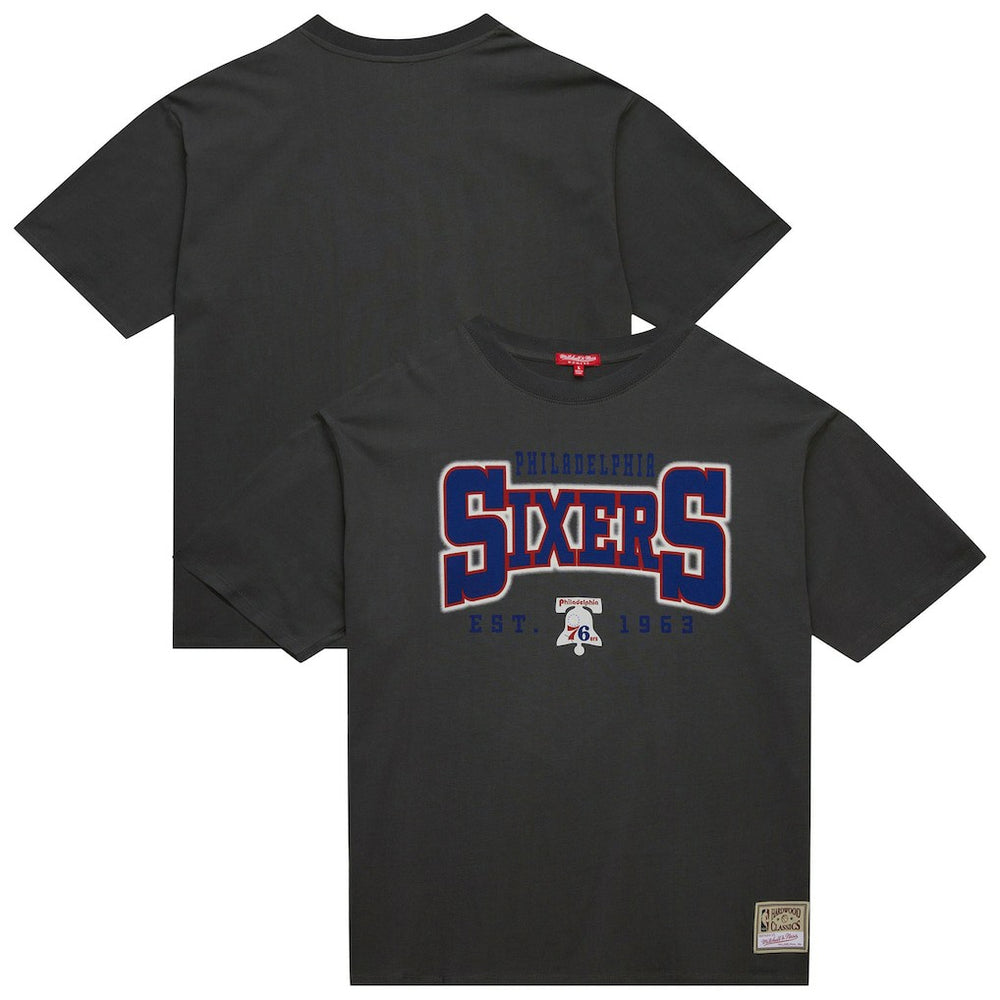 Philadelphia 76ers Women's Hardwood Classics Oversized Boyfriend T-Shirt Charcoal - NBA