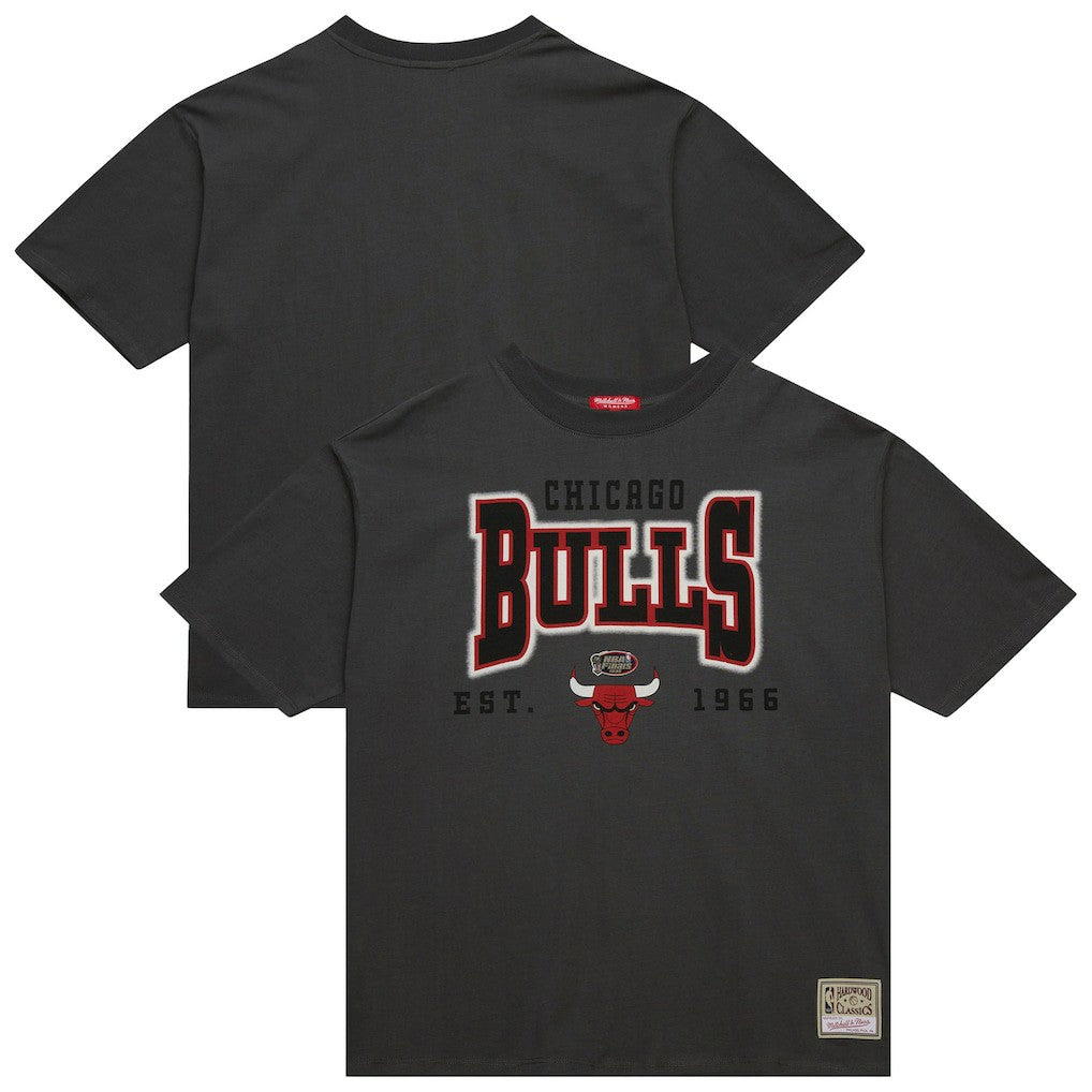 Chicago Bulls Women's Hardwood Classics Oversized Boyfriend T-Shirt Charcoal - NBA