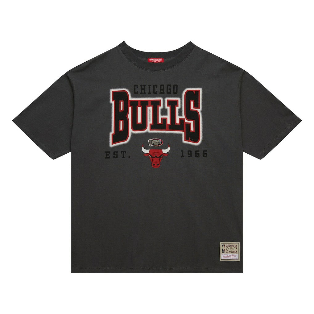 Chicago Bulls Women's Hardwood Classics Oversized Boyfriend T-Shirt Charcoal - NBA