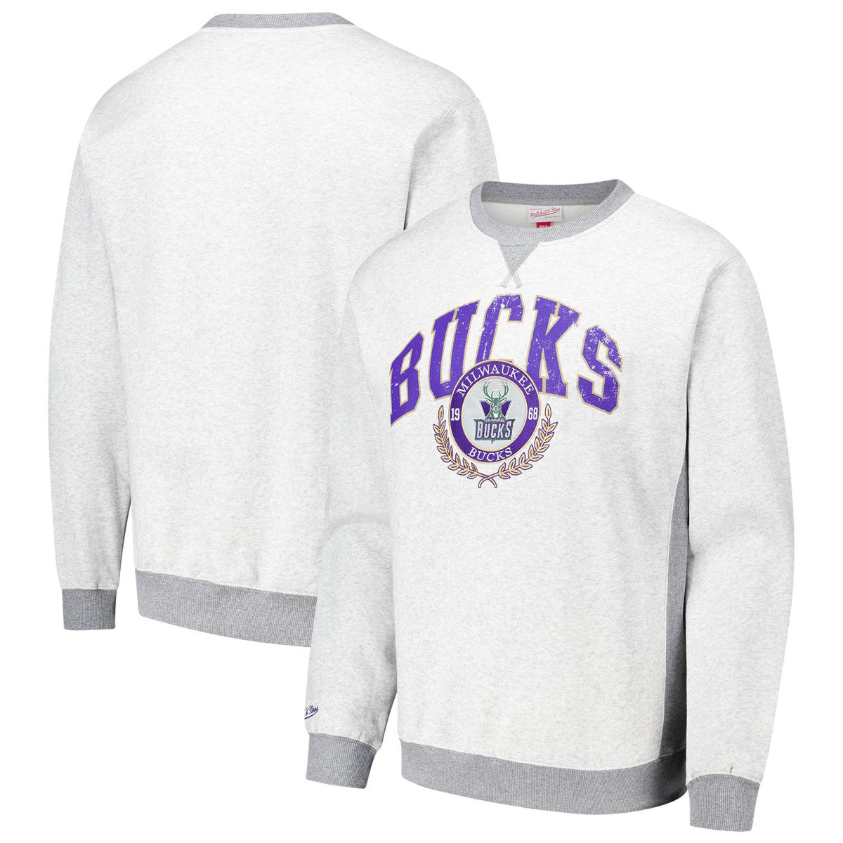 Milwaukee Bucks Vintage Logo Pullover Sweatshirt Heather Gray - NBA