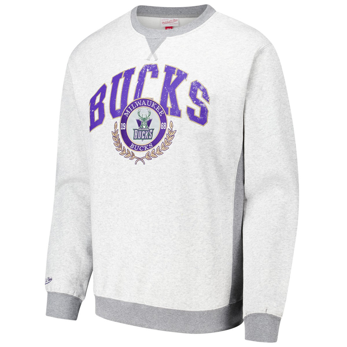Milwaukee Bucks Vintage Logo Pullover Sweatshirt Heather Gray - NBA