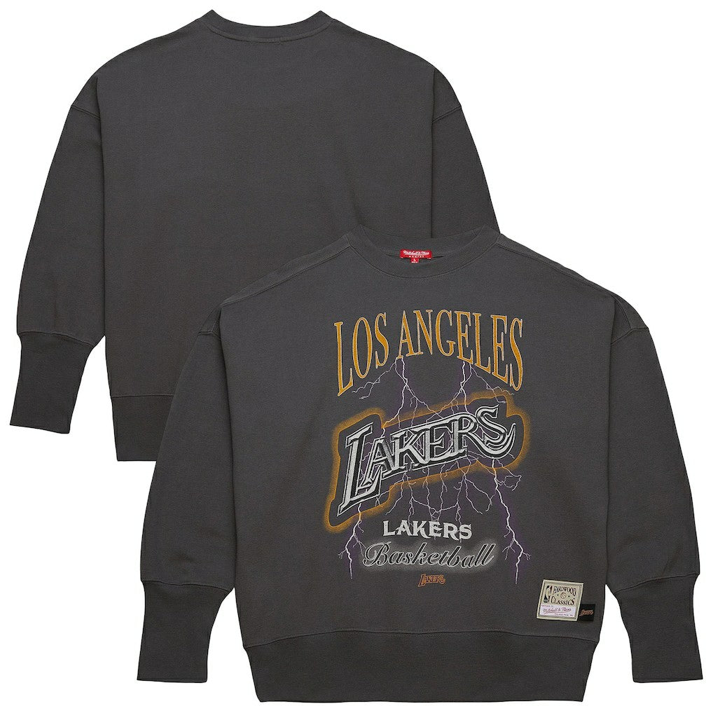 Los Angeles Lakers Women's Hardwood Classics Lightweight Pullover Sweatshirt Charcoal - NBA