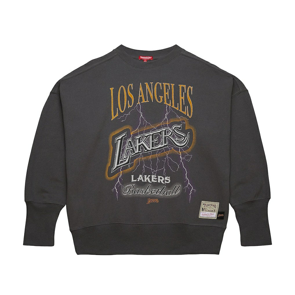 Los Angeles Lakers Women's Hardwood Classics Lightweight Pullover Sweatshirt Charcoal - NBA