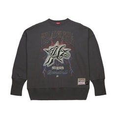 Philadelphia 76ers Women's Hardwood Classics Lightweight Pullover Sweatshirt Charcoal - NBA