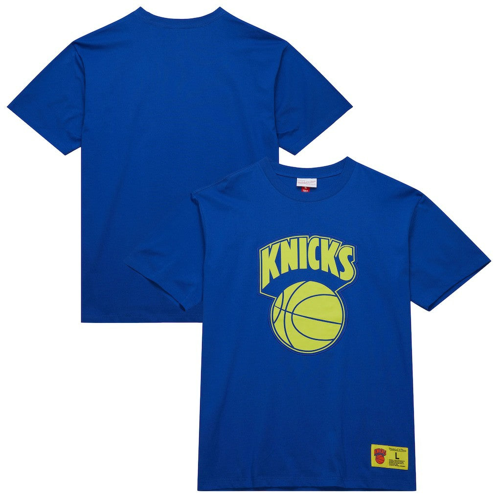 New York Knicks Hardwood Classics Neon Nights Premium T-Shirt Blue - NBA