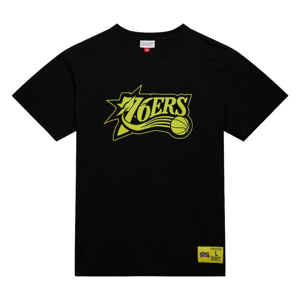 Philadelphia 76ers Hardwood Classics Neon Nights Premium T-Shirt Black - NBA