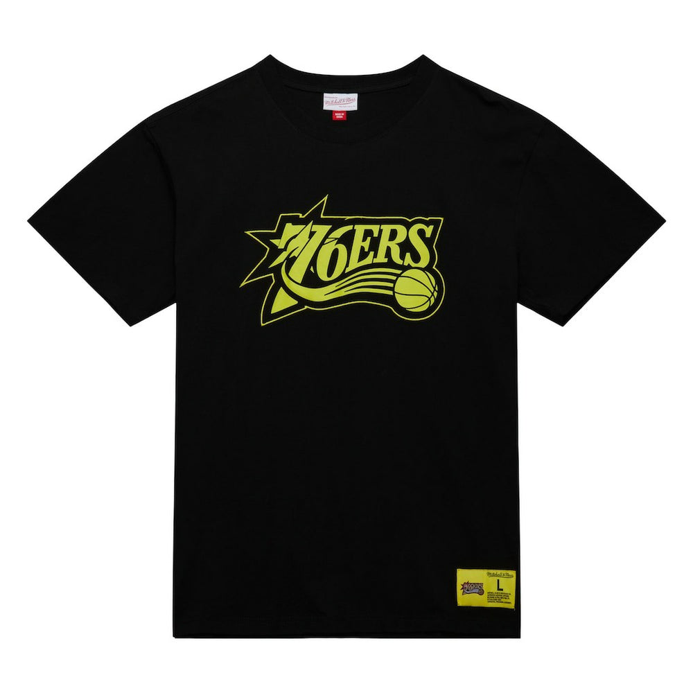 Philadelphia 76ers Hardwood Classics Neon Nights Premium T-Shirt Black - NBA