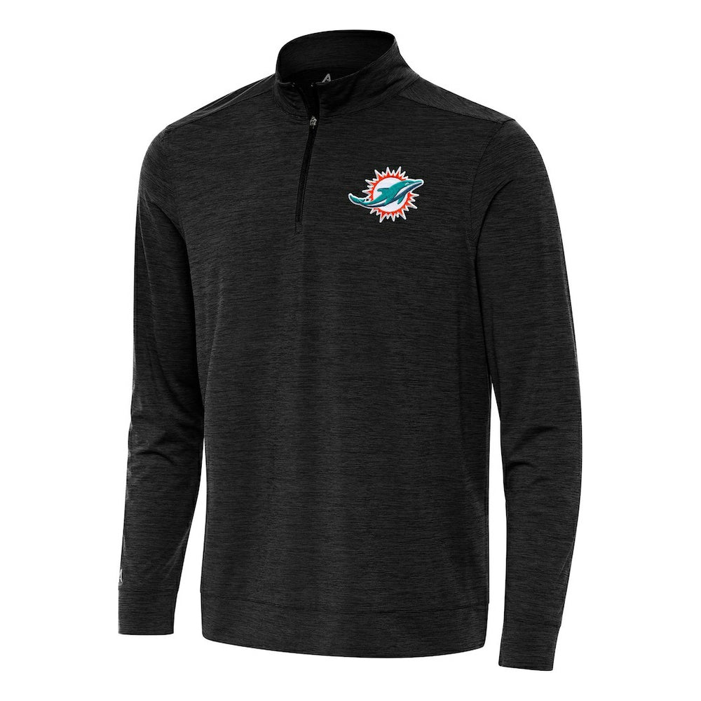 Miami Dolphins Antigua Bright Quarter-Zip Top Heather Black | NFL