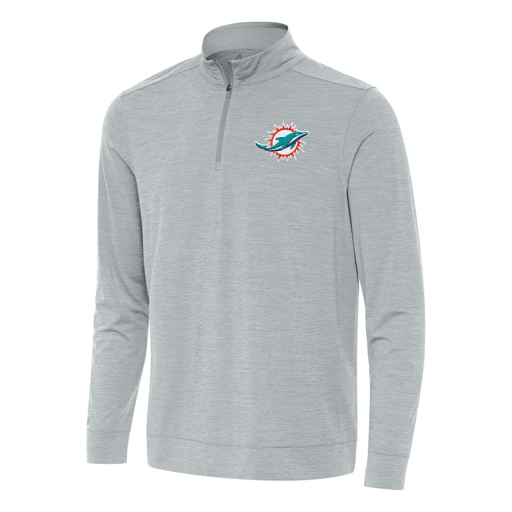 Miami Dolphins Antigua Bright Quarter-Zip Top Heather Gray | NFL