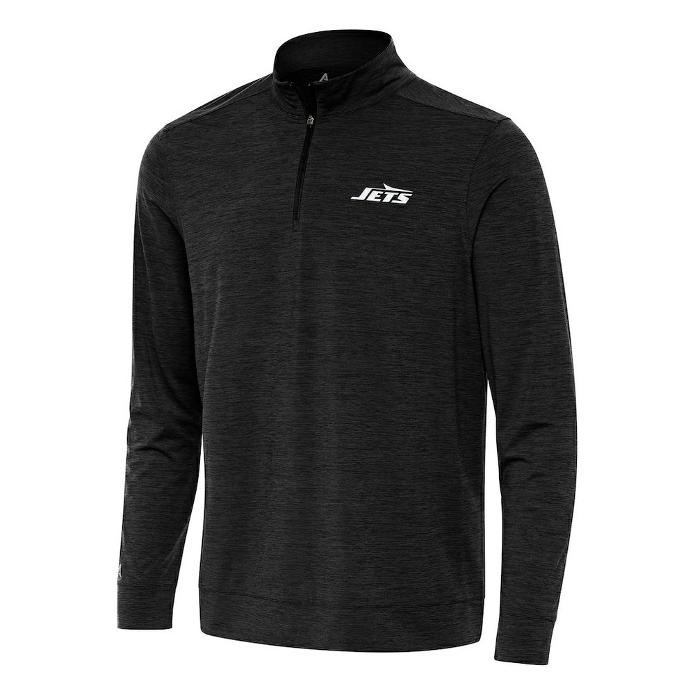 New York Jets Antigua Bright Quarter-Zip Top Heather Black | NFL